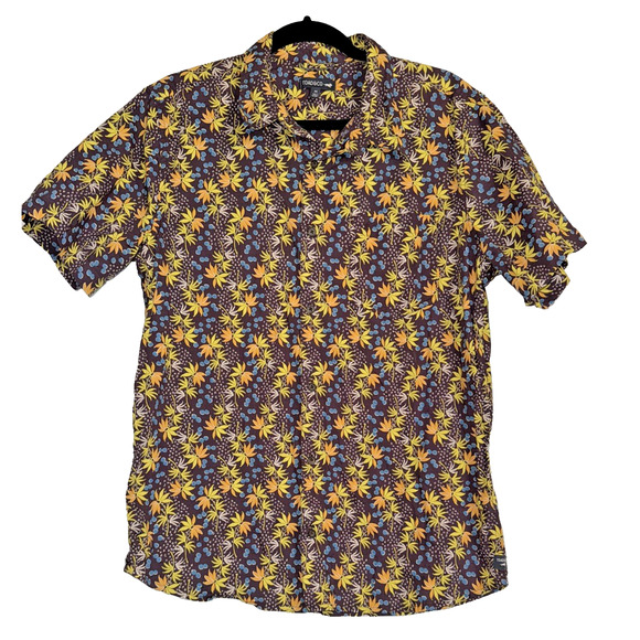 Toad‎ & Co Fletch Short Sleeve Shirt Med Raisin Palm Print Tropical Button Up - Picture 1 of 11